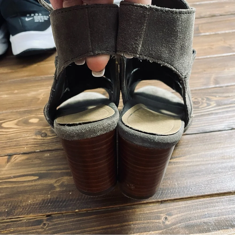 Vionic Bristol Suede Genuine Leather Lace-Up Dark Taupe Sandal Booties Size 6.5‎